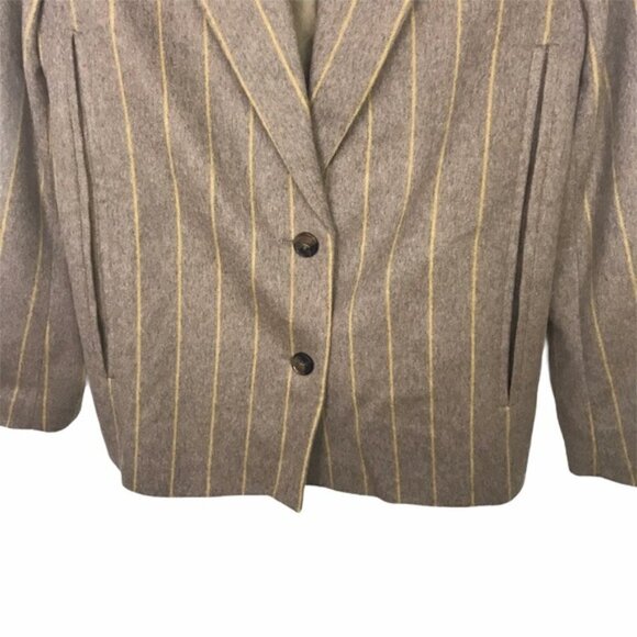 & Other Stories Tan Pinstripe Cape Blazer & Trouser Set Size 4 - Picture 6 of 16